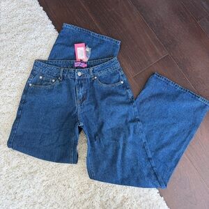 NWT Edikted Raelynn Low Rise Baggy Jeans — Dark Blue Washed